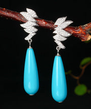 Boutique Sterling Silver Water Drop Turquoise Drop Earrings