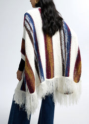 Boutique Tassel Striped Cozy Oversized Knit Shawl