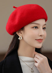 Boutique Versatile Pink Woolen Beret Hat