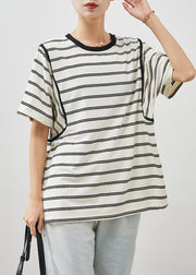 Boutique White Oversized Striped Cotton Tanks Summer