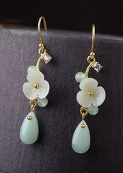 Boutique Zircon Droplet Shape Jade Drop Earrings