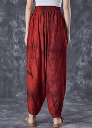 Brick Red Tie Dye Harem Pants Wrinkled Pockets Summer