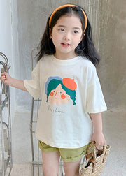 Brief Apricot Patchwork Girls T Shirt Short Sleeve