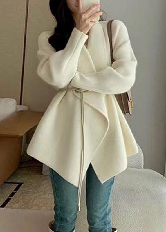 Brief Beige Turtleneck Button Cozy Knit Coats Fall