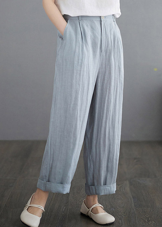 Brief Blue Elastic Waist Cozy Crop Pants Summer