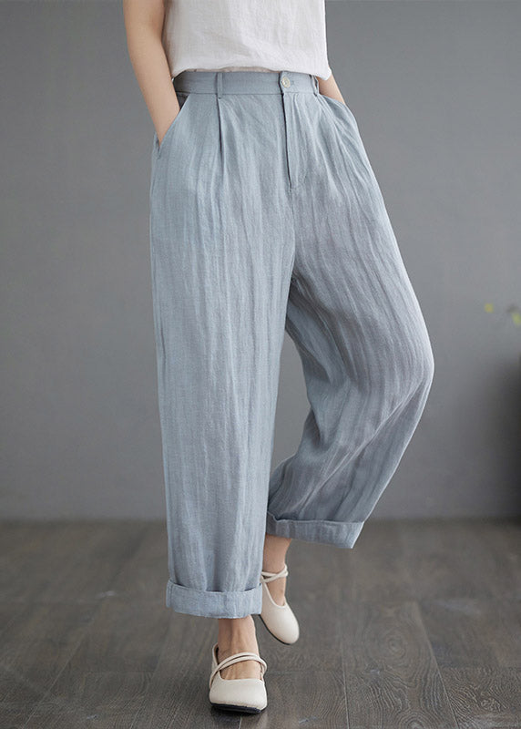 Brief Blue Elastic Waist Cozy Crop Pants Summer