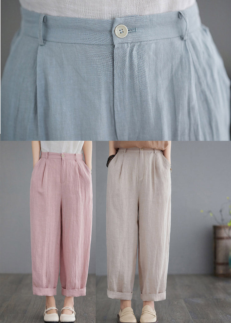 Brief Blue Elastic Waist Cozy Crop Pants Summer