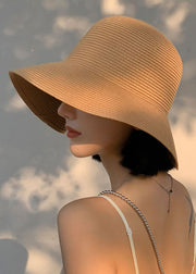 Brief Camel Bow Straw Woven Cloche Hat