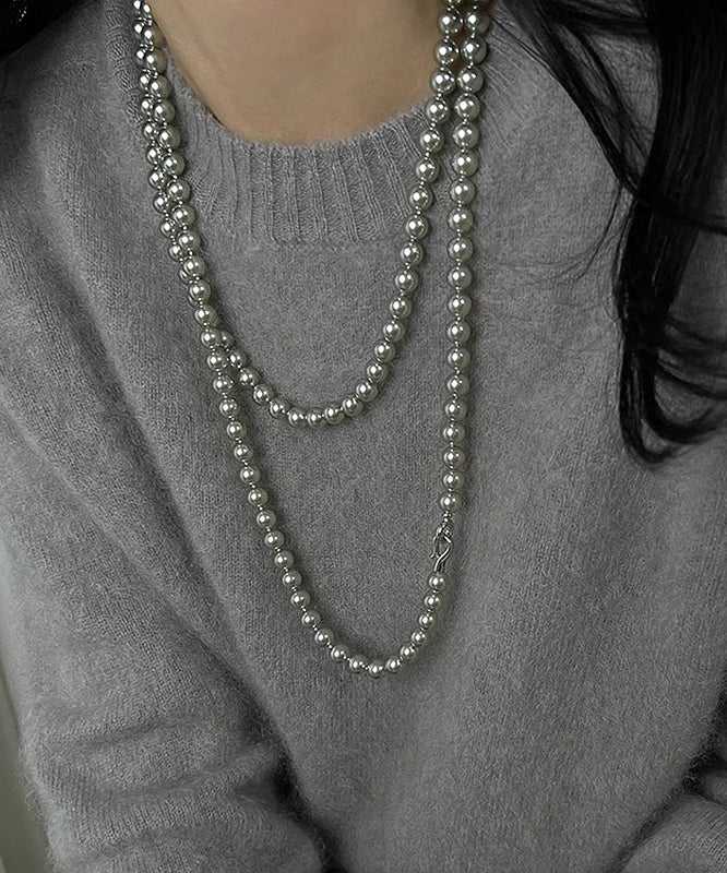 Brief Grey Pearl Tassel Pendant Necklace