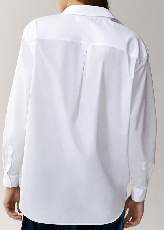 Brief White Peter Pan Collar Button Cotton Shirt Long Sleeve