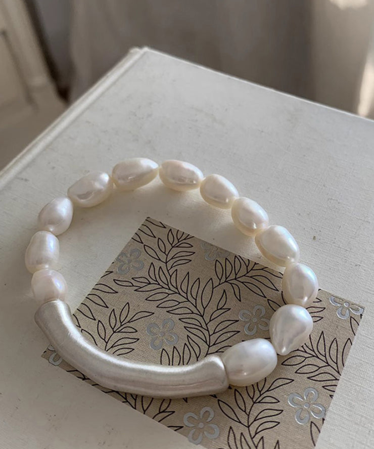 Brief White Sterling Silver Pearl Bracelet