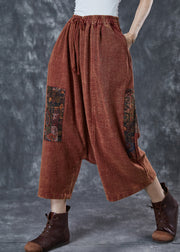 Caramel Patchwork Linen Harem Pants Oversized Applique Summer