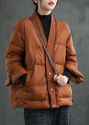 Black  V Neck Button Thick fashion Winter Duck Down Jackets