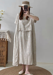 Casual Apricot Asymmetrical Jacquard Cotton Long Dresses Summer