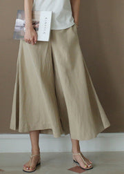 Casual Apricot High Waist Pockets Patchwork Crop Pants Summer