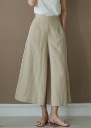 Casual Apricot High Waist Pockets Patchwork Crop Pants Summer