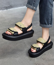 Casual Black Buckle Strap Rivet Splicing Platform Sandals