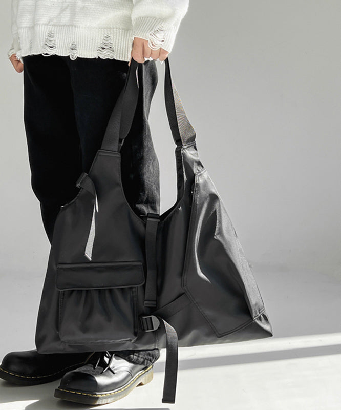 Casual Black High Capacity Canvas Satchel Handbag
