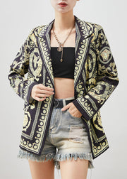 Casual Black Original Design Print Spandex Coat Spring