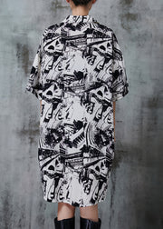 Casual Black Oversized Print Chiffon Dress Summer