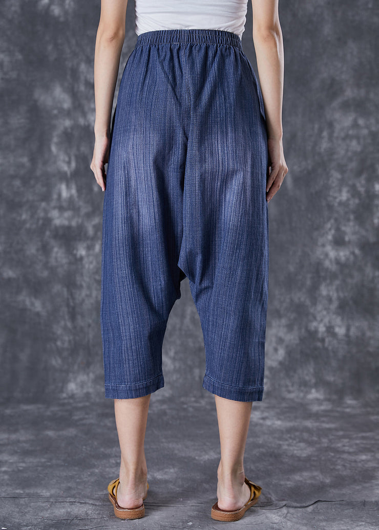 Casual Blue Oversized Patchwork Applique Denim Harem Pants Summer