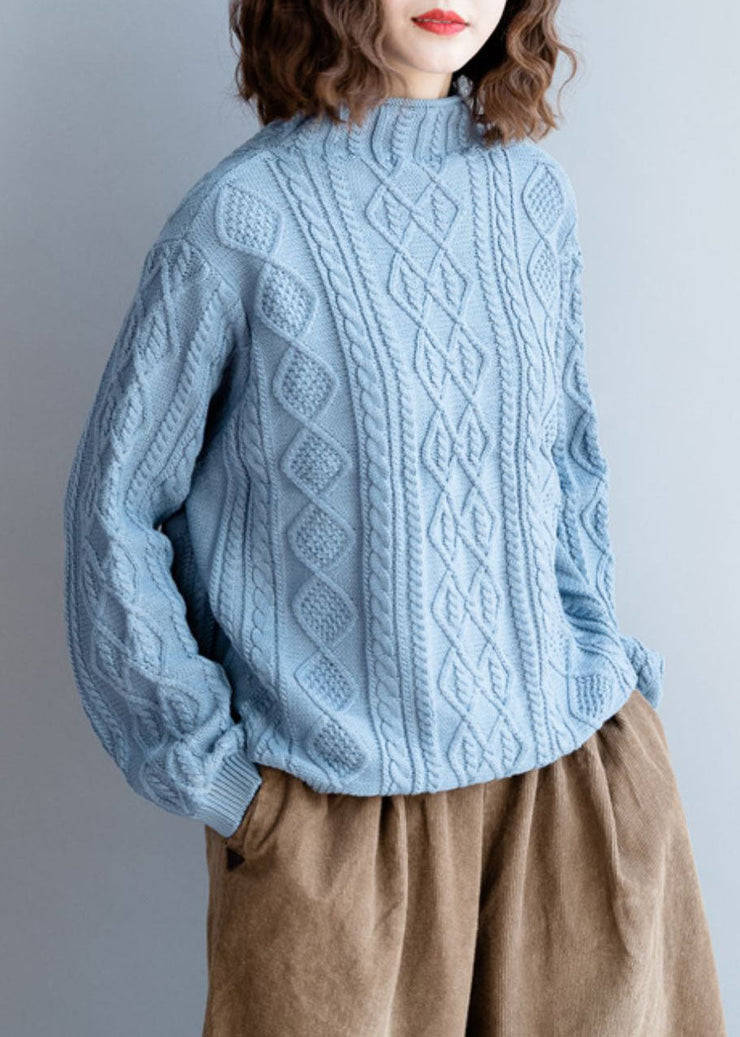 Casual Blue Wear On Both Sides Cable Knit Coats Winter