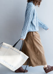 Casual Blue Wear On Both Sides Cable Knit Coats Winter