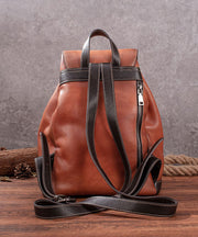 Casual Brown Animal Jacquard Calf Leather Backpack Bag