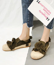 Casual Brown Ruffled Splicing Versatile Flat Feet Shoes