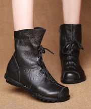 Casual Brown Splicing Lace Up Boots