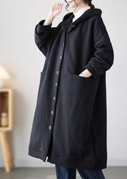 Casual Camel Button Warm Fleece Thick Hoodie Maxi Coat Winter