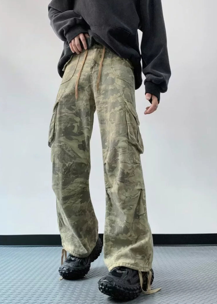 Casual Camouflage Print High Wais Men Denim Pants