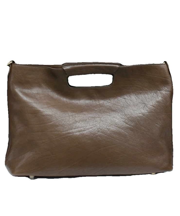 Casual Coffee Calf Leather Satchel Bag Handbag