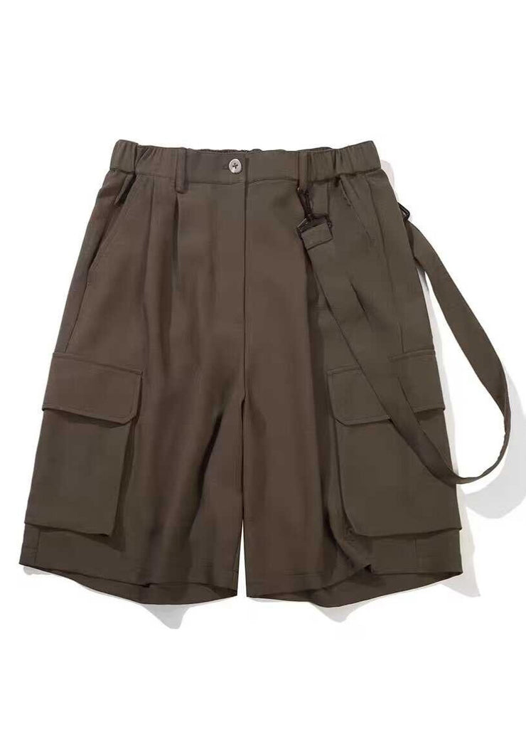 Casual Coffee Patchwork High Waist Mens Crop Pants Summer