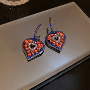 Casual Colorblock Alloy Zircon Love Hollow Out Drop Earrings