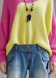 Casual Colorblock Asymmetrical Patchwork Knit Sweaters Fall