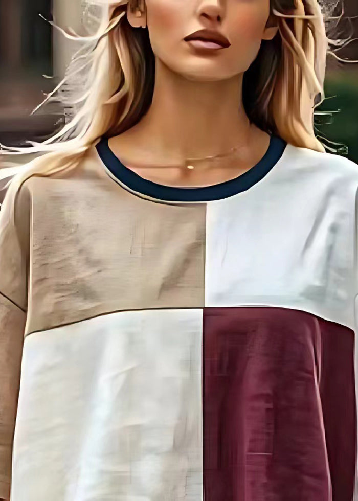 Casual Colorblock Oversized Patchwork Linen Tanks Summer