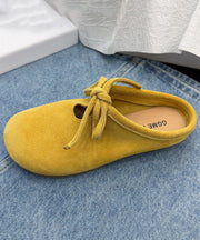 Casual Comfy Green Suede Splicing Slippers Lace Up