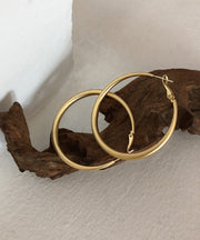 Casual Gold Copper Overgild Round Hoop Earrings