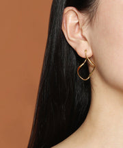 Casual Gold Silver Bending Shape Hoop Earrings