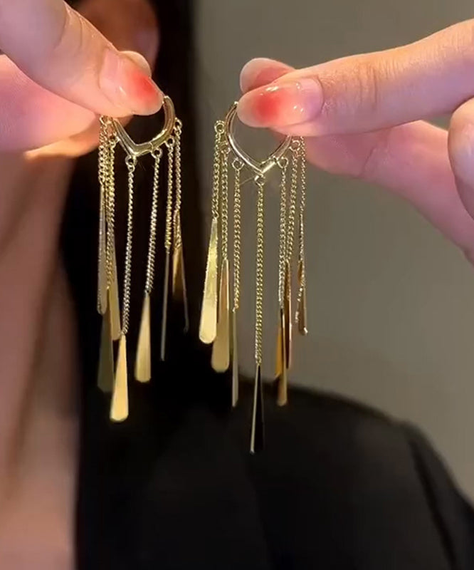 Casual Gold Sterling Silver Alloy Tassel Drop Earrings