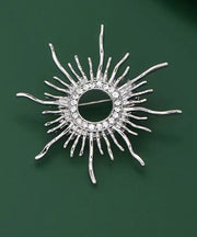 Casual Gold Sterling Silver Overgild Zircon Sunflower Brooches