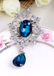 Casual Green Alloy Zircon Crystal Brooches