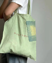 Casual Green Embroideried Canvas Satchel Handbag