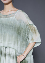 Casual Green Oversized Tie Dye Maxi Dress Summer