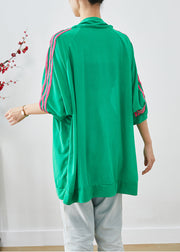 Casual Green Oversized Zippered Spandex Sweatshirt Coats Fall