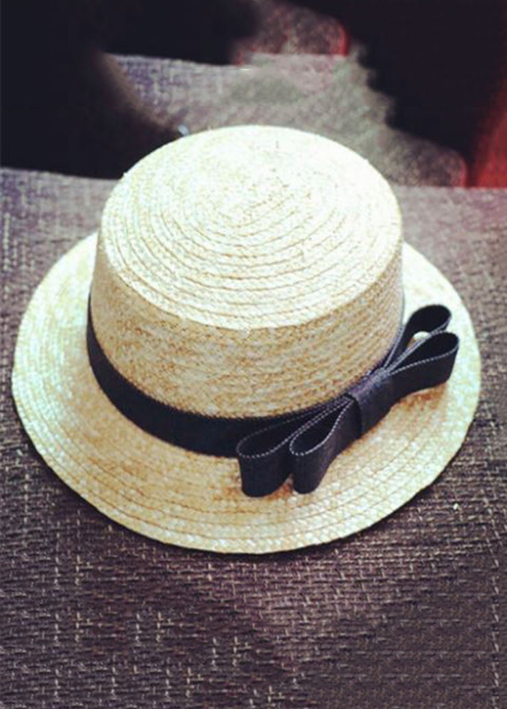 Casual Khaki Tulle Patchwork Dot Straw Woven Floppy Sun Hat