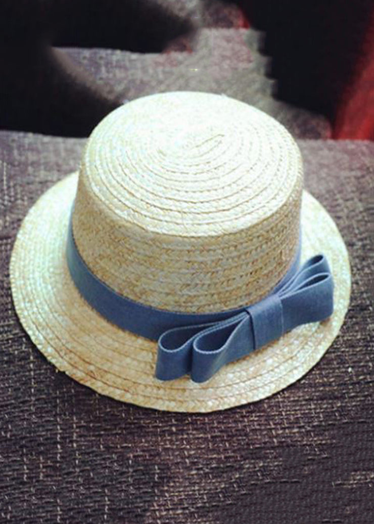 Casual Khaki Tulle Patchwork Dot Straw Woven Floppy Sun Hat