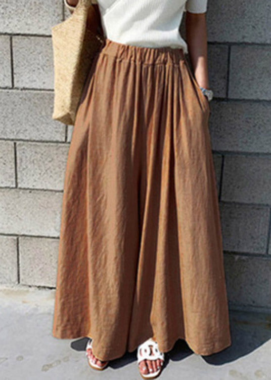 Casual Light Green Elastic Waist Wide Leg Pants Summer