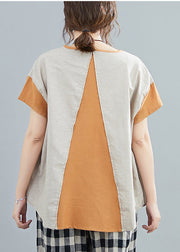 Casual Light Grey Oversized Patchwork Pockets Cotton Tanks Summer